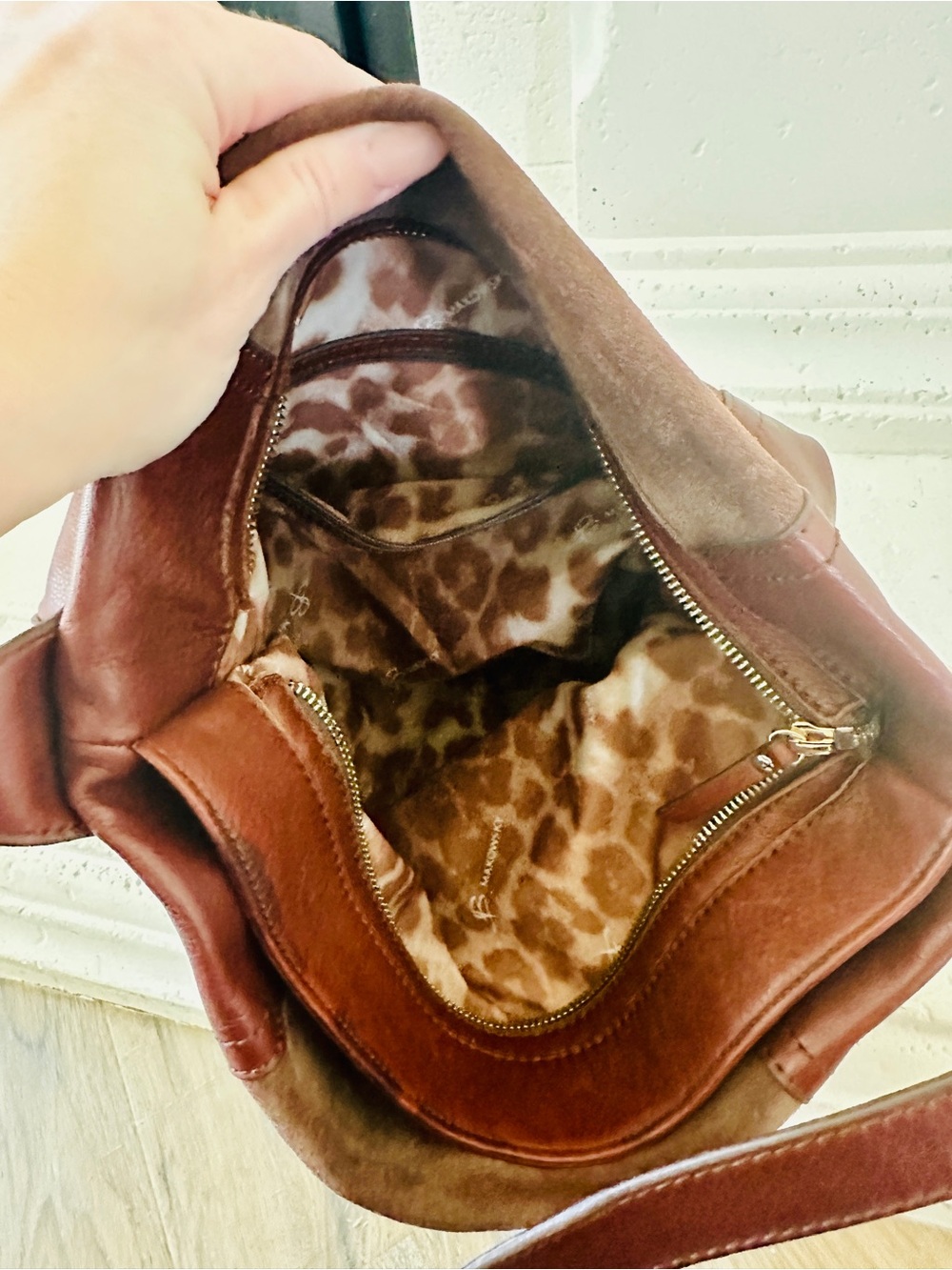b. makowsky Brown Suede & Leather Shoulder Bag - Picture 9 of 9